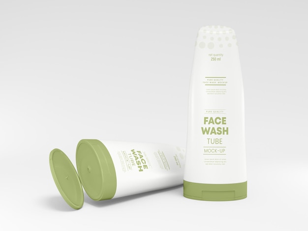 Free PSD | Plastic face wash tube packaging mockup