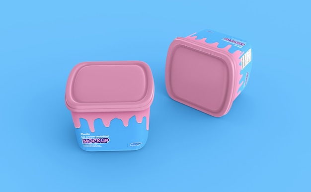 Download Plastic ice cream container box mockup | Premium PSD File