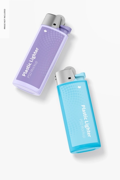 Free PSD | Plastic lighters mockup, top view