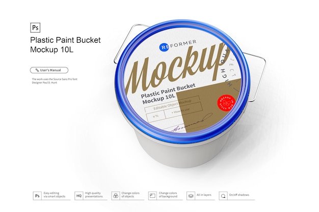 Download Premium PSD | Plastic paint bucket mockup
