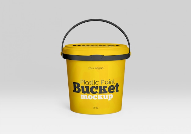 Premium PSD | Plastic paint bucket mockup