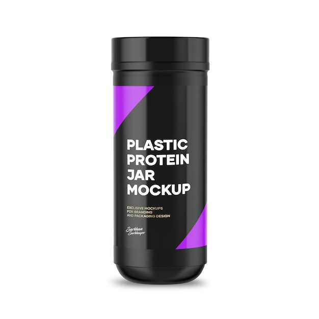Download Plastic protein jar mockup PSD file | Premium Download