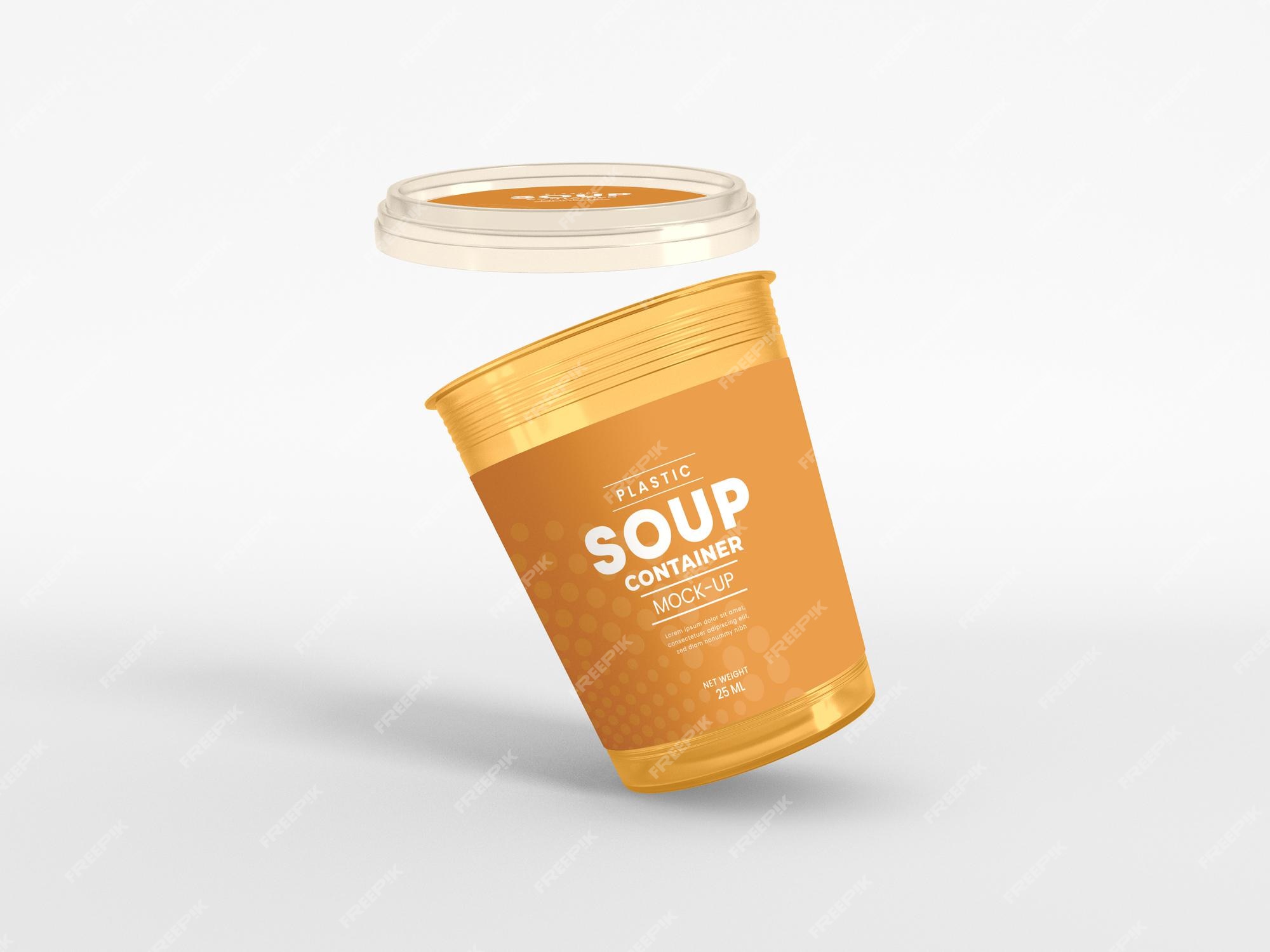 Free PSD | Plastic soup container packaging mockup