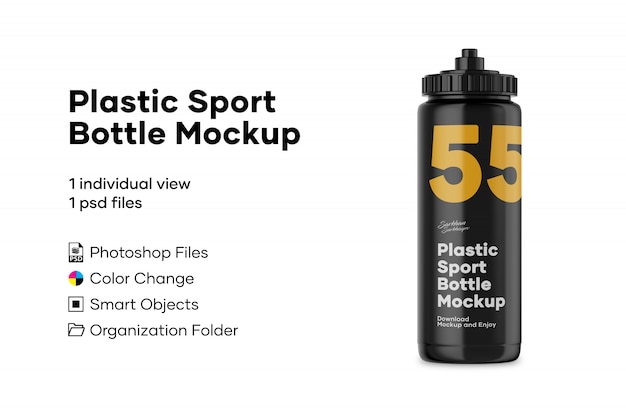 Plastic sport bottle mockup | Premium PSD File