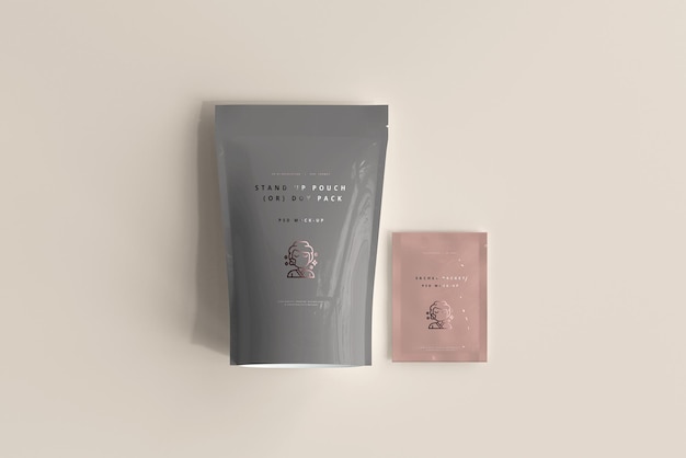 Download Free PSD | Plastic stand-up pouch with sachet mockup