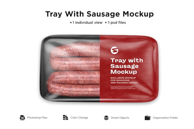 Download Premium Psd Plastic Tray With Sausage Mockup