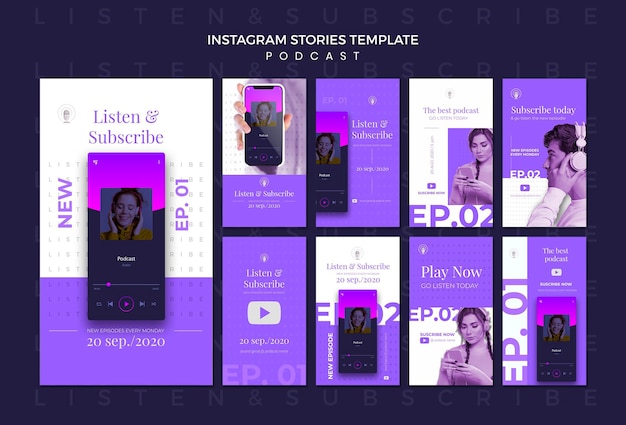 Free PSD | Podcast concept instagram stories template