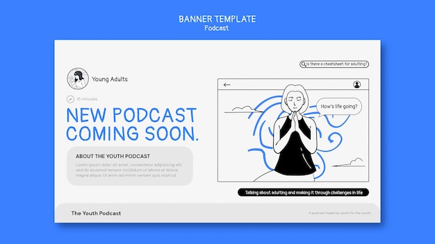 Free PSD Podcast horizontal banner template