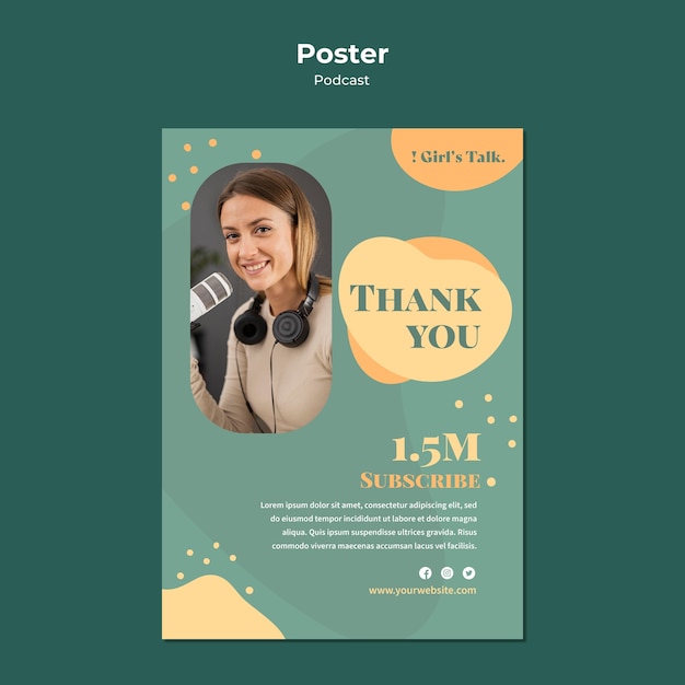 Free PSD | Podcast poster template with photo