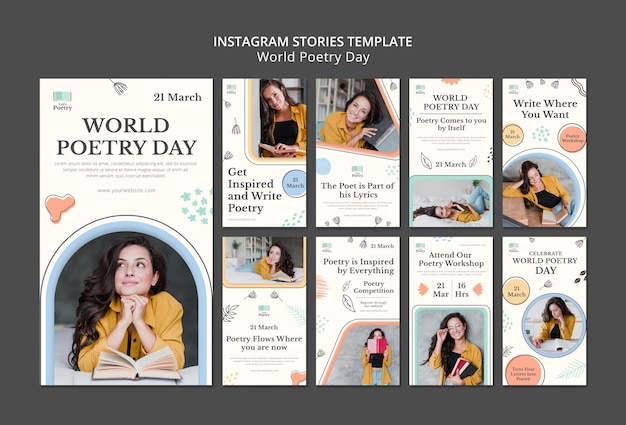 Free Psd Poetry Day Instagram Stories Template With Photo 2810