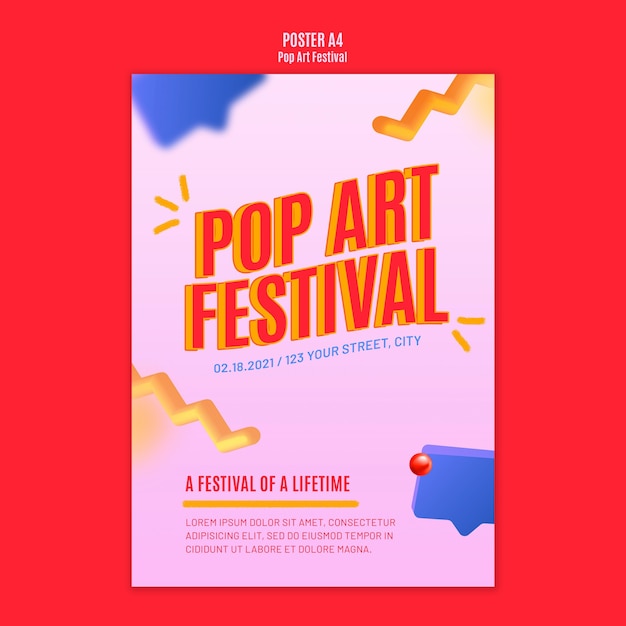 Free PSD Pop art festival poster template