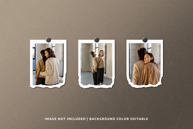 Download Premium PSD | Portrait torn paper photo frame mockup