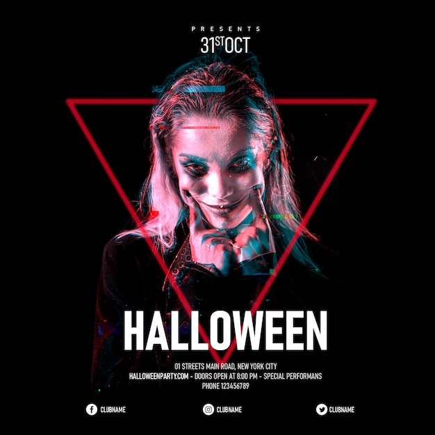 Portrait of a woman with halloween make-up Free Psd