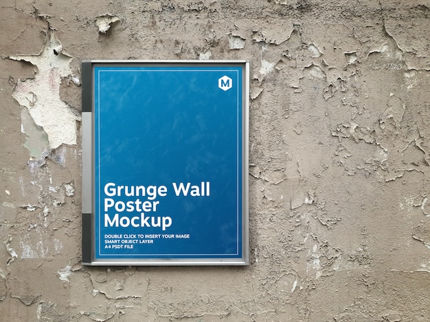 Download Premium PSD | Poster in a billboard on a grunge wall mockup