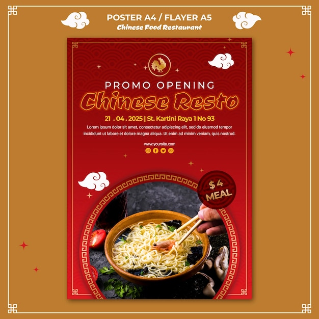 Free PSD | Poster chinese food template