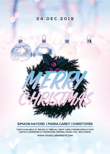 Premium PSD | Poster for christmas celebration