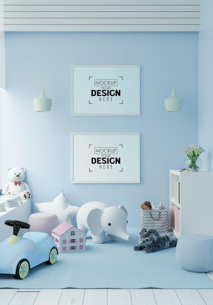 Download Free PSD | Poster frame in children's bedroom mockup