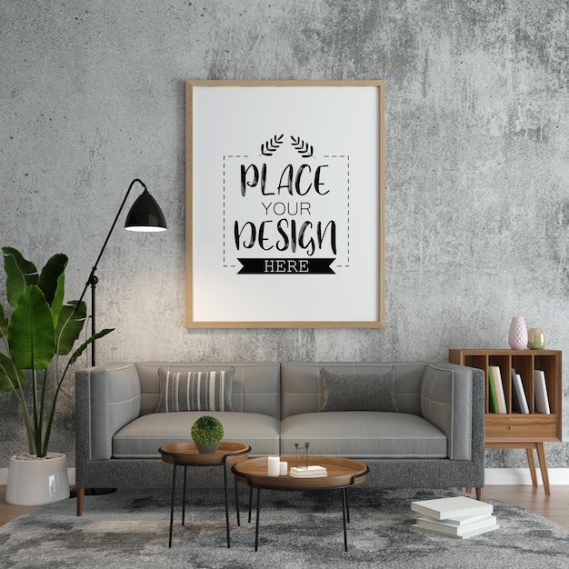 Download Free PSD | Poster frame in living room mock up