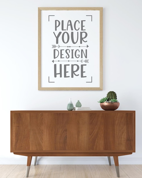 Download Free PSD | Poster frame in living room mockup