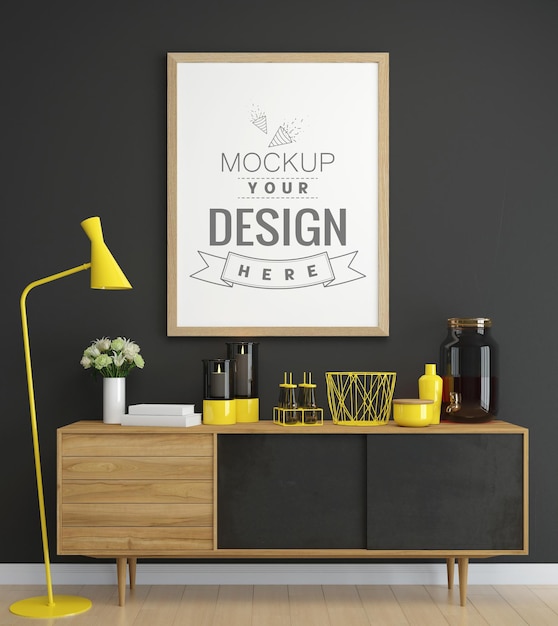 Download Free PSD | Poster frame in living room mockup