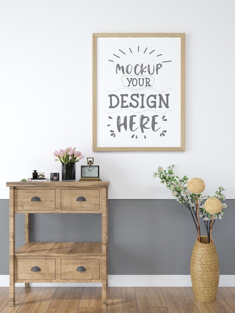 Download Free PSD | Poster frame in living room mockup