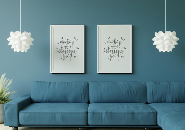 Download Free PSD | Poster frame in living room mockup