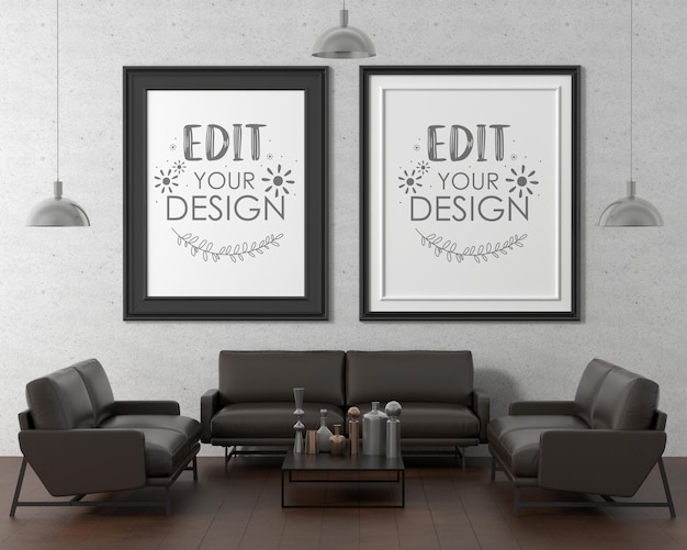 Download Free PSD | Poster frame in living room mockup