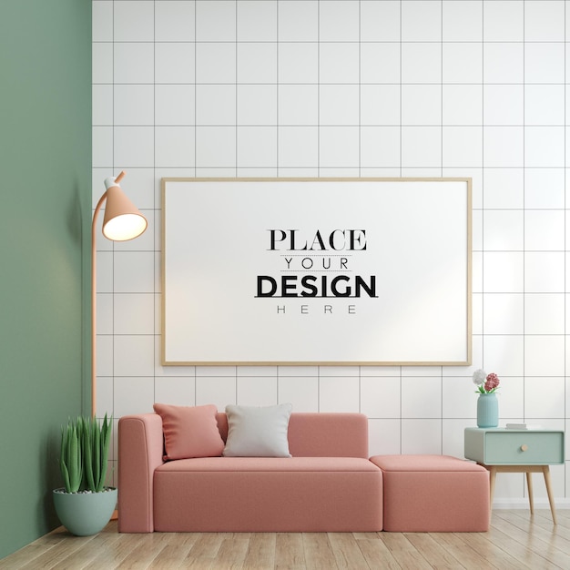 Free PSD | Poster Frame In Living Room Mockup