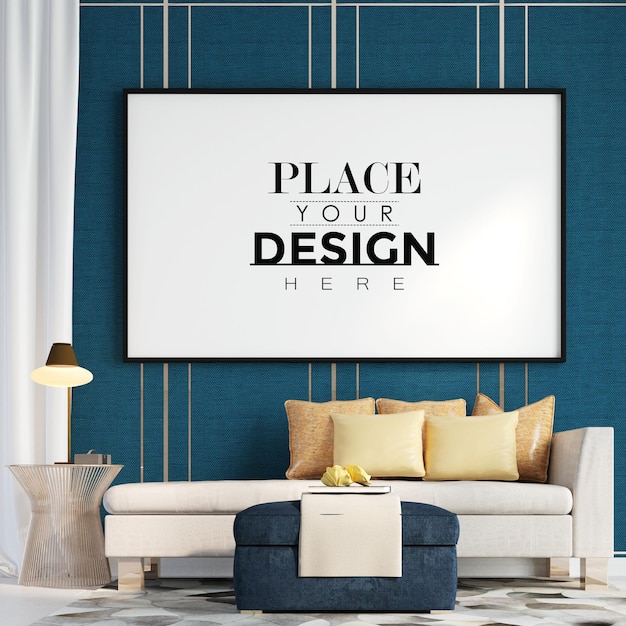 Download Free PSD | Poster frame in living room mockup