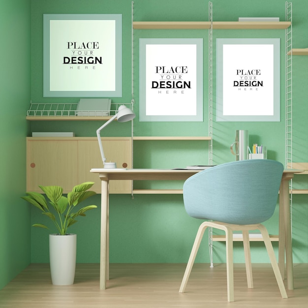 Download Free PSD | Poster frame in living room psd mockup