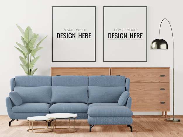 Download Free PSD | Poster frame in living room psd mockup