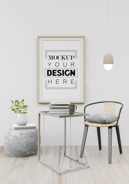 Premium PSD | Poster frame in living room psd mockup