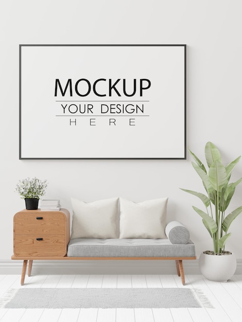 Download Free Psd Poster Frame In Living Room Psd Mockup