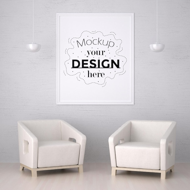 Download Free PSD | Poster frame in living room psd mockup