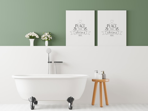 Download Free PSD | Poster frame mockup on bathroom interior
