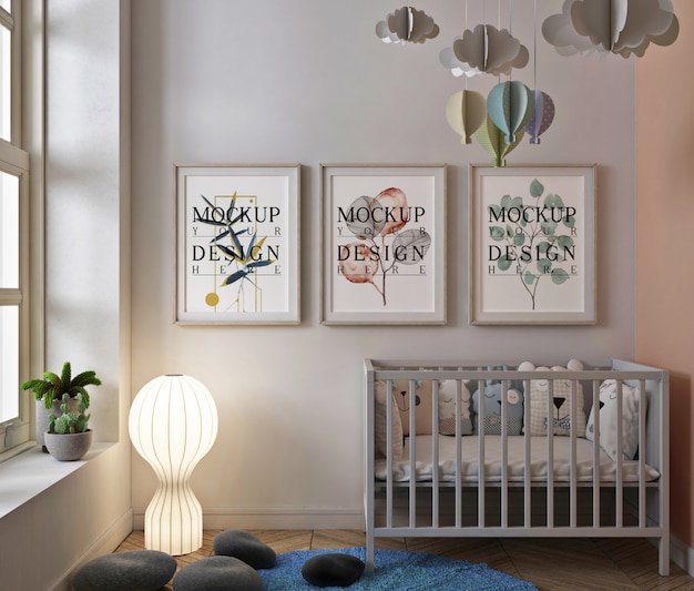 Download Baby Room Inerior Mockup Nursery Square Frame Mockup With Baby Bed Jpg Mockup Color Photography Safarni Org