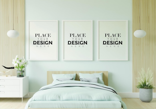 Download Free PSD | Poster frame mockup interior in a bedroom