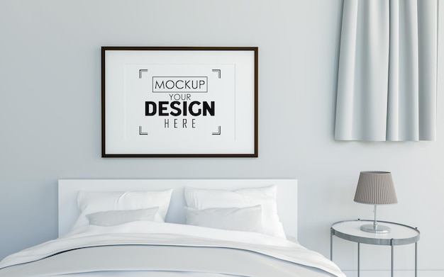 Download Free Psd Poster Frame Mockup Interior In A Bedroom