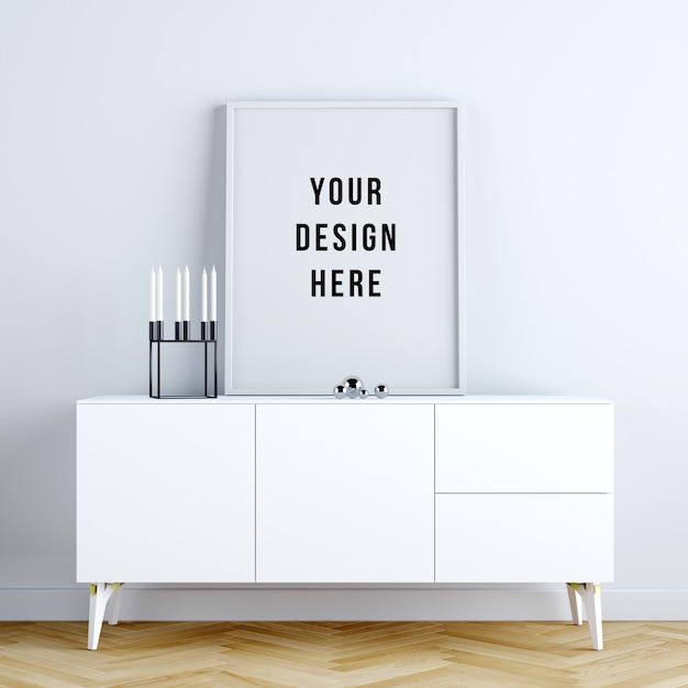 Download Premium Psd Poster Frame Mockup Interior With Decorations