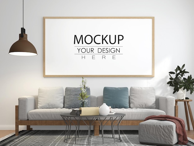 Download Free Psd Poster Frame Mockup In Living Room