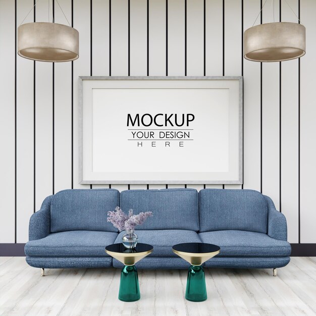 Download Free Psd Poster Frame Mockup In Living Room