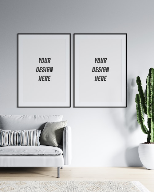 Premium PSD | Poster frame & wall mockup with minimalist ...