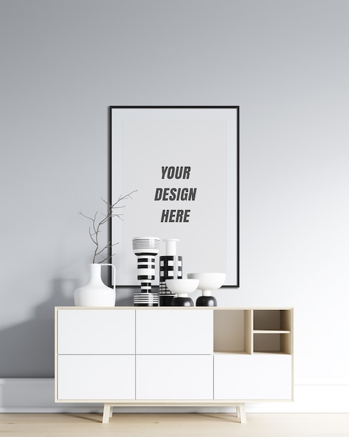 Download Poster frame & wall mockup with minimalist decoration ...