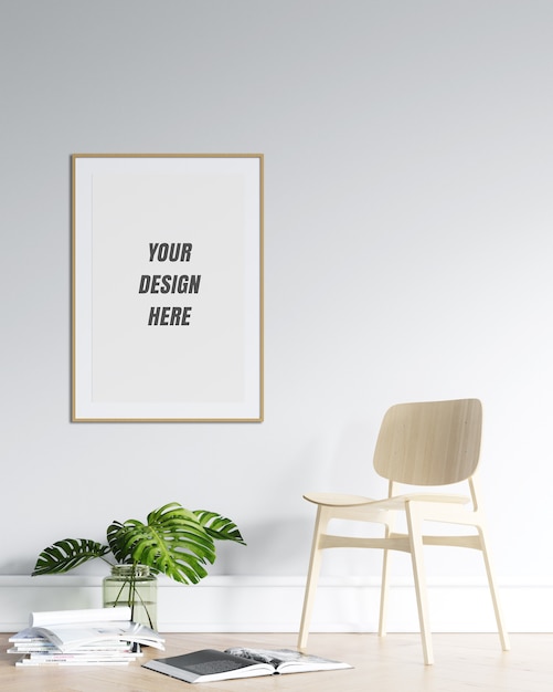 Download Poster frame & wall mockup with minimalist decoration | Premium PSD File