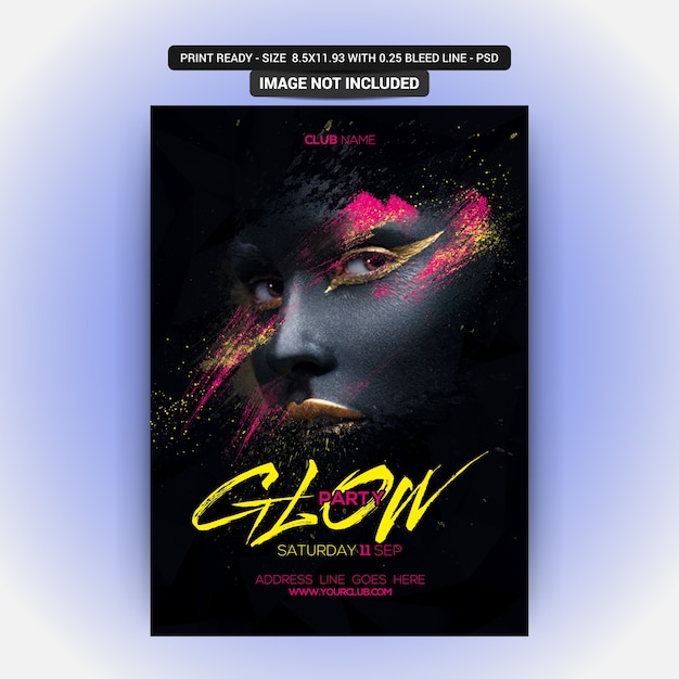 Download Poster For A Glow Music Party Psd Template Free T Shirt Psd Mockup Templates PSD Mockup Templates