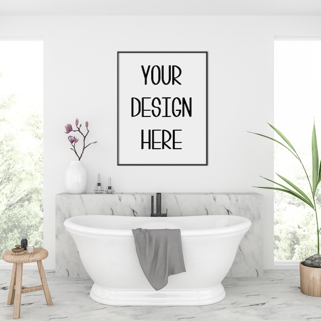 Download Poster mockup, bathroom interior | Premium PSD File