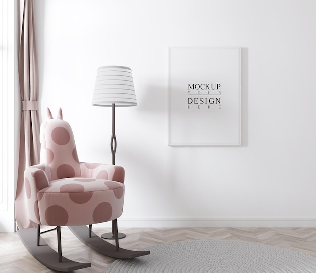 Premium PSD | Poster mockup in cute nursery room