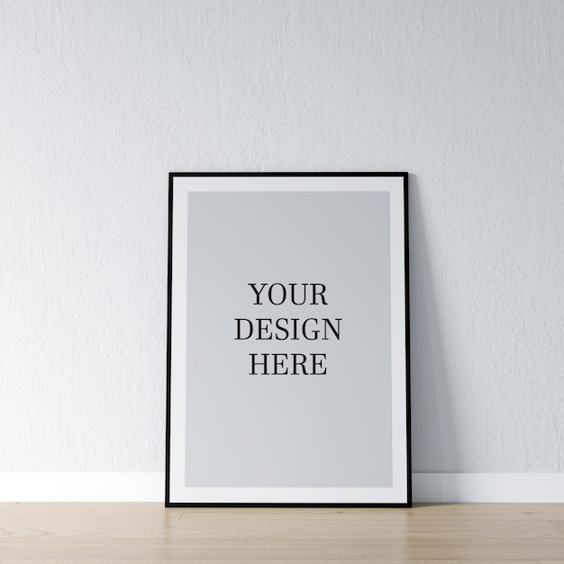 Download Poster mockup on the floor with white wall and oak floor ...