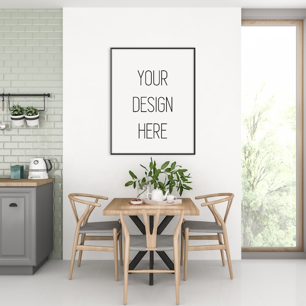 Download Poster mockup, kitchen interior with vertical frame ...