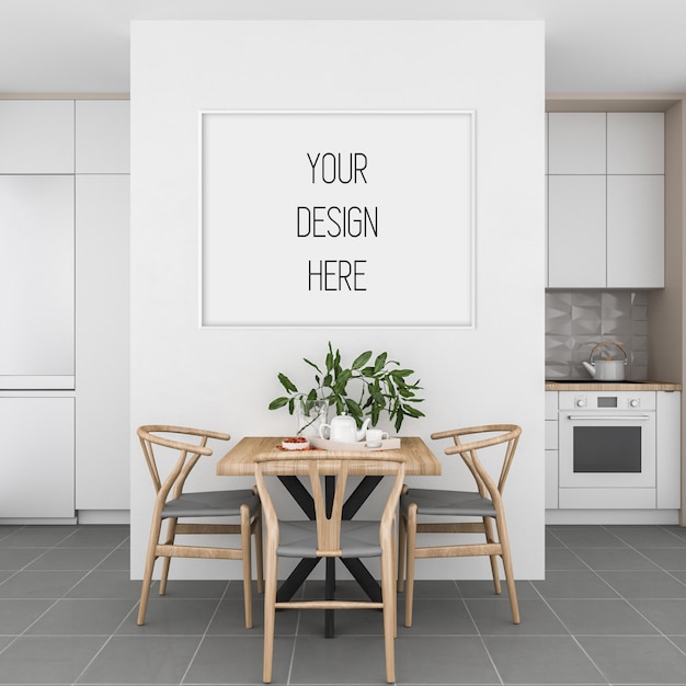 Download Poster mockup, kitchen with horizontal frame | Premium PSD File